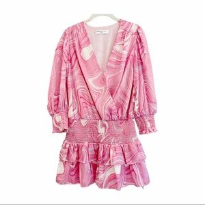 Amanda Uprichard Arber dress in Pink Swirl size small.